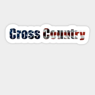 American Flag Cross Country Sticker